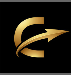 Gold Uppercase Letter C Icon With A Glossy Arrow