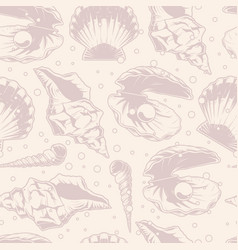 Marine Shells Monochrome Seamless Pattern