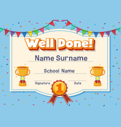 Certificate Template For Well Done With Trophy