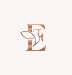 Golden Bird Logo Beauty Letter E