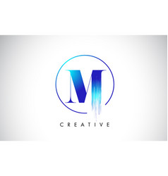 M Brush Stroke Letter Logo Design Blue Paint Logo