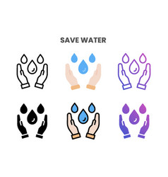 Save Water Icons Set With Different Styles