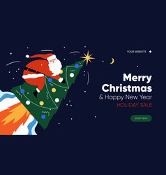 Christmas Holiday Sale Web Banner Santa Claus