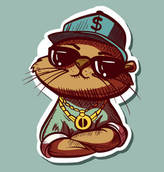 Digital Art Of A Cool Thug Otter With A Gold Chain