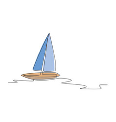 One Single Line Drawing Of Sail Boat Sailing