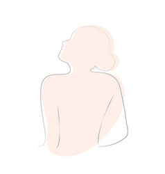 Woman Standing With Her Back In A Linear Style