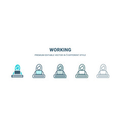 Working Icon In 5 Different Style Outline Filled