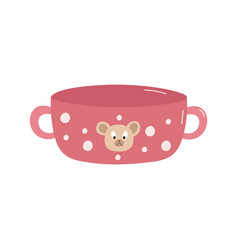 Children Pink Polka Dot Plate With Bear Face