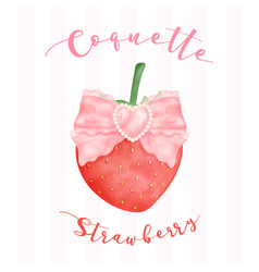 Coquette Strawberry With Pink Bow Aesthetic