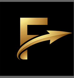 Gold Uppercase Letter F Icon With A Glossy Arrow