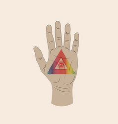 Open Palm With All Seeing Eye Sacred Masonic Icon