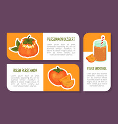 Persimmon Fruit Smoothie Fresh Dessert Labels Set