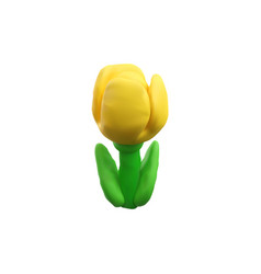 Plasticine Yellow Tulip With Leaves 3d