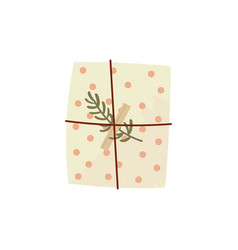 Christmas Gift In Kraft Paper With Circle Pattern