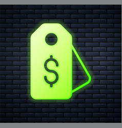 Glowing Neon Price Tag With Dollar Icon Isolated