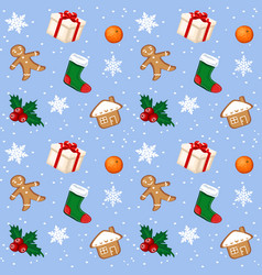 Christmas Seamless Pattern Orange Gift Sock