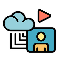 Data Cloud Stream Icon Color Outline