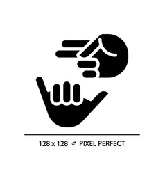 Deaf Sign Language Black Glyph Icon