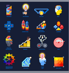 Gamification Motivation Flat Icons Set