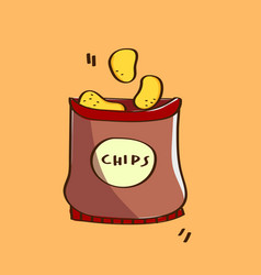 Hand Drawn Chips In A Bag