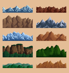 8bit Pixel Game Mountains And Hills Landscape