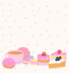 Cake And Coffee With Sugar Sprinkles Background