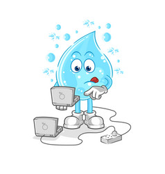 Soda Water With Laptop Mascot Cartoon