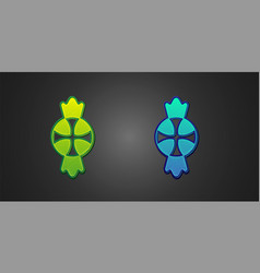 Green And Blue Candy Icon Isolated On Black