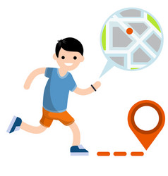 Man Run With Smart Watch Tracking And City Map