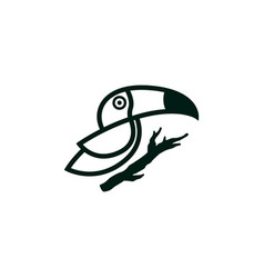 Outline Toucan Logo With Branch Silhouette Logo