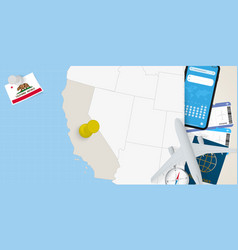 Travel To California Concept Map With Pin On Map