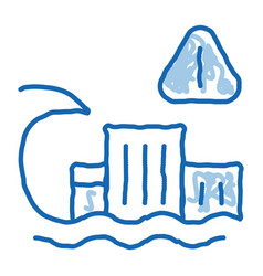 Tsunami Flood City Doodle Icon Hand Drawn