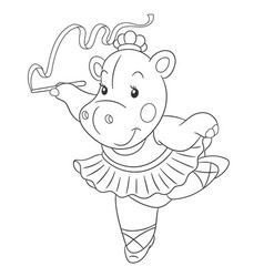 Coloring Page With Cute Baby Ballerina