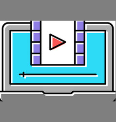 Film Watching On Laptop Color Icon