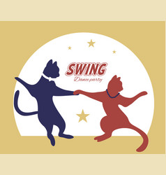 Swing Dance Couple Silhouette Cats