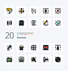 20 Fine Arts Line Filled Color Icon Pack Like Art