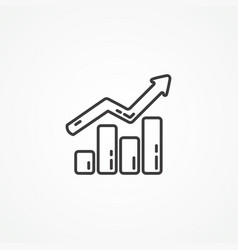 Bar Chart Line Icon Growing Graph Outline Icon