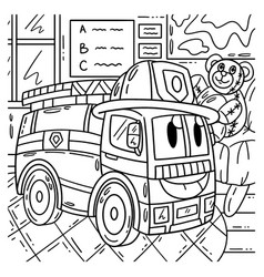 Firefighter Truck Toy Coloring Page For Kids