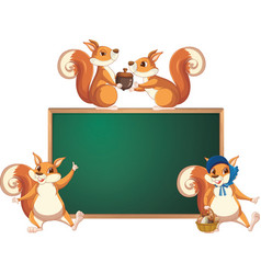 Frame Template With Four Cute Squirrels