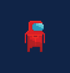 Retro Pixel Art Astronaut In A Red