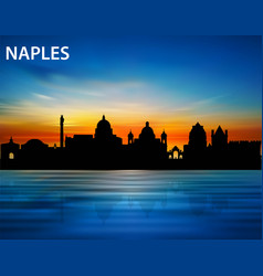 Silhouette Of Naples City On The Sunset