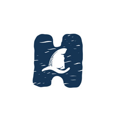 H Letter Logo With Sharks Fin