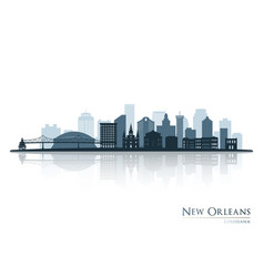 New Orleans Skyline Silhouette With Reflection