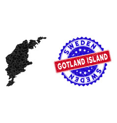 Gotland Island Map Polygonal Mesh And Grunge