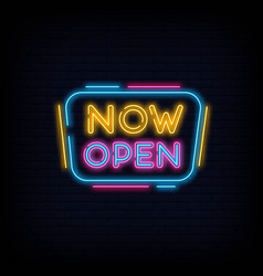 Now Open Neon Signs Style Text