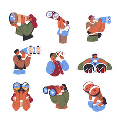 People With Binoculars Business Tool Devices