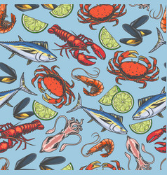 Marine Delicacies Colorful Seamless Pattern