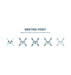 Meeting Point Icon In 5 Different Style Outline