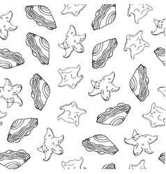 Seamless Pattern With Black Fish On White