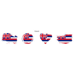 Hawaii Hand Drawn Grunge Style Flag Icon Set Free